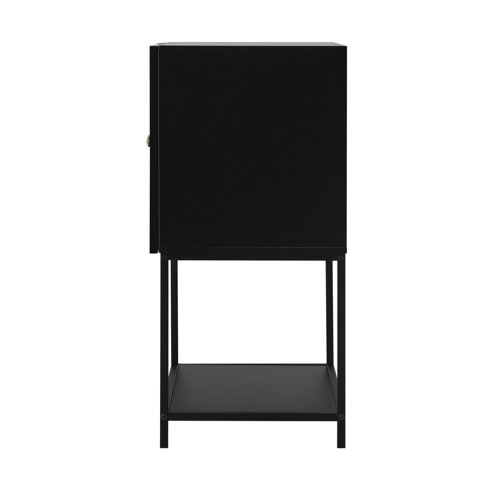 Oikiture Bathroom Cabinet Two Tempered Glass Door Black