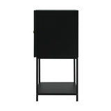 Oikiture Bathroom Cabinet Two Tempered Glass Door Black - Side View