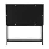 Oikiture Bathroom Cabinet Two Tempered Glass Door Black