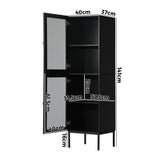 Oikiture Bathroom Cabinet Tempered Glass Door Tall Slim Black
