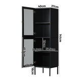 Oikiture Bathroom Cabinet Tempered Glass Door Tall Slim Black - Top-Down View