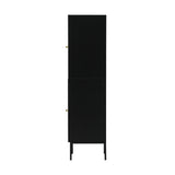 Oikiture Bathroom Cabinet Tempered Glass Door Tall Slim Black