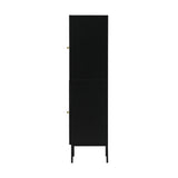 Oikiture Bathroom Cabinet Tempered Glass Door Tall Slim Black - Side View