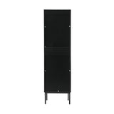 Oikiture Bathroom Cabinet Tempered Glass Door Tall Slim Black