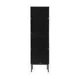 Oikiture Bathroom Cabinet Tempered Glass Door Tall Slim Black - Close-Up Angle