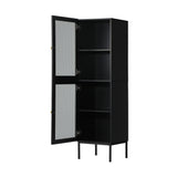 Oikiture Bathroom Cabinet Tempered Glass Door Tall Slim Black - Extra Image