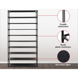 Artiss Shoe Rack Cabinet Stackable 50 Pairs 10-Tier Black - Low Angle