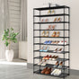 Artiss 10 Tier Stackable Shoe Rack Cabinet, 50 Pairs, Metal Frame, Black