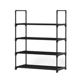 Artiss Shoe Rack Cabinet Stackable 4-tier 12 Pairs Black - Side View