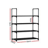 Artiss Shoe Rack Cabinet Stackable 4-tier 12 Pairs Black - Top-Down View