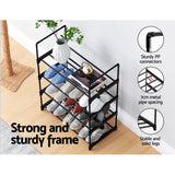 Artiss Shoe Rack Cabinet Stackable 4-tier 12 Pairs Black - Close-Up Angle
