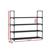 Artiss Shoe Rack 4-tier 16 Pairs Stackable Black - Top-Down View