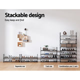 Artiss Shoe Rack 4-tier 16 Pairs Stackable Black - Rear View