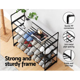 Artiss Shoe Rack 4-tier 16 Pairs Stackable Black - Close-Up Angle