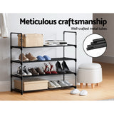Artiss Shoe Rack 4-tier 16 Pairs Stackable Black - Low Angle