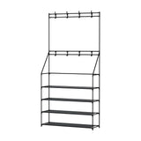 Artiss Shoe Rack Hall Tree 16 Pairs Black - Side View