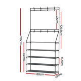 Artiss Shoe Rack Hall Tree 16 Pairs Black