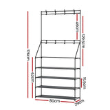 Artiss Shoe Rack Hall Tree 16 Pairs Black - Top-Down View