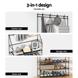 Artiss Shoe Rack Hall Tree 16 Pairs Black - Rear View
