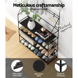 Artiss Shoe Rack Hall Tree 16 Pairs Black - Close-Up Angle