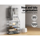 Artiss Shoe Rack Hall Tree 16 Pairs Black - Low Angle