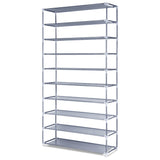Artiss Shoe Rack Cabinet Stackable 10-Tier Grey - Side View