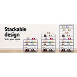 Artiss Shoe Rack Cabinet Stackable 10-Tier Grey - Rear View