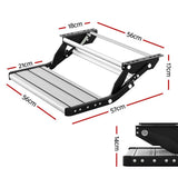 Weisshorn Manual Pull Out Caravan Step Folding RV Entry Stair 200KG Capacity Non-Slip Aluminium - Front View