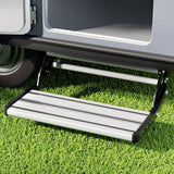 Weisshorn Manual Pull Out Caravan Step Folding RV Entry Stair 200KG Capacity Non-Slip Aluminium - Close-Up Angle