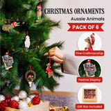 Aussie Animals Pack of 6 Christmas Baubles Decoration Gift Pack - Side View