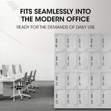 FORTIA 12-Door Metal Storage Lockers, for Gym, Office, Light Grey - Top-Down View