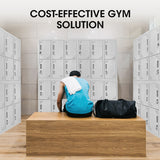 FORTIA 12-Door Metal Storage Lockers, for Gym, Office, Light Grey - 45-Degree Angle