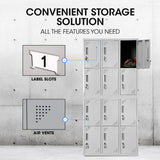 FORTIA 12-Door Metal Storage Lockers, for Gym, Office, Light Grey