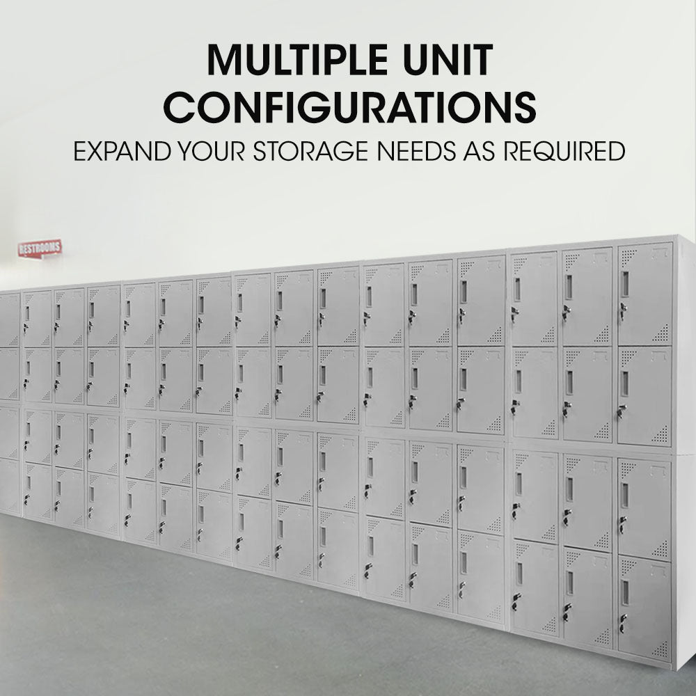 FORTIA 12-Door Metal Storage Lockers, for Gym, Office, Light Grey