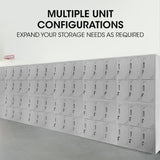 FORTIA 12-Door Metal Storage Lockers, for Gym, Office, Light Grey - Close-Up Angle