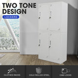 FORTIA 4 Door Metal Storage Cabinet Lockers for Gym Office - Grey