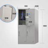 FORTIA 4 Door Metal Storage Cabinet Lockers for Gym Office - Grey