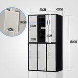 Fortia 6 Door Metal Storage Cabinet Lockers for Gym Office - Black and Grey - Rear View