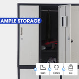 Fortia 6 Door Metal Storage Cabinet Lockers for Gym Office - Black and Grey - Extra Image