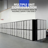 Fortia 6 Door Metal Storage Cabinet Lockers for Gym Office - Black and Grey - 45-Degree Angle