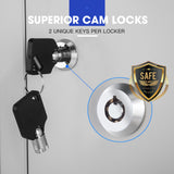 Fortia 6 Door Metal Storage Cabinet Lockers for Gym Office - Black and Grey - Close-Up Angle