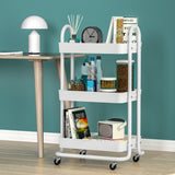 Artiss Storage Trolley Kitchen Cart 3 Tiers Rack Shelf Organiser Wheels White - 45-Degree Angle