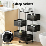 Artiss Storage Trolley Kitchen Cart 5 Tiers Storage Rack Black - Top-Down View