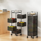 Artiss Storage Trolley Kitchen Cart 5 Tiers Storage Rack Black - Close-Up Angle
