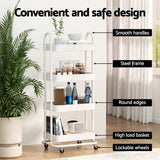 Artiss Storage Trolley Kitchen Cart 4 Tiers White - 45-Degree Angle