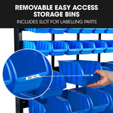 BAUMR-AG 39 Parts Bin Rack Storage System Floor Mount - Blue - Top-Down View