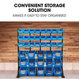 BAUMR-AG 39 Parts Bin Rack Storage System Floor Mount - Blue - 45-Degree Angle