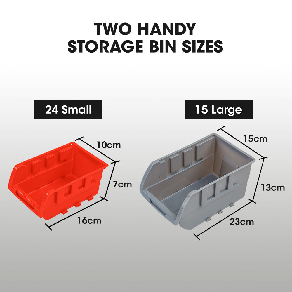 BAUMR-AG 39 Parts Bin Rack Storage System Floor Mount - Red