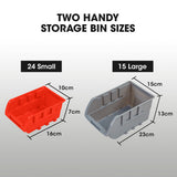 BAUMR-AG 39 Parts Bin Rack Storage System Floor Mount - Red
