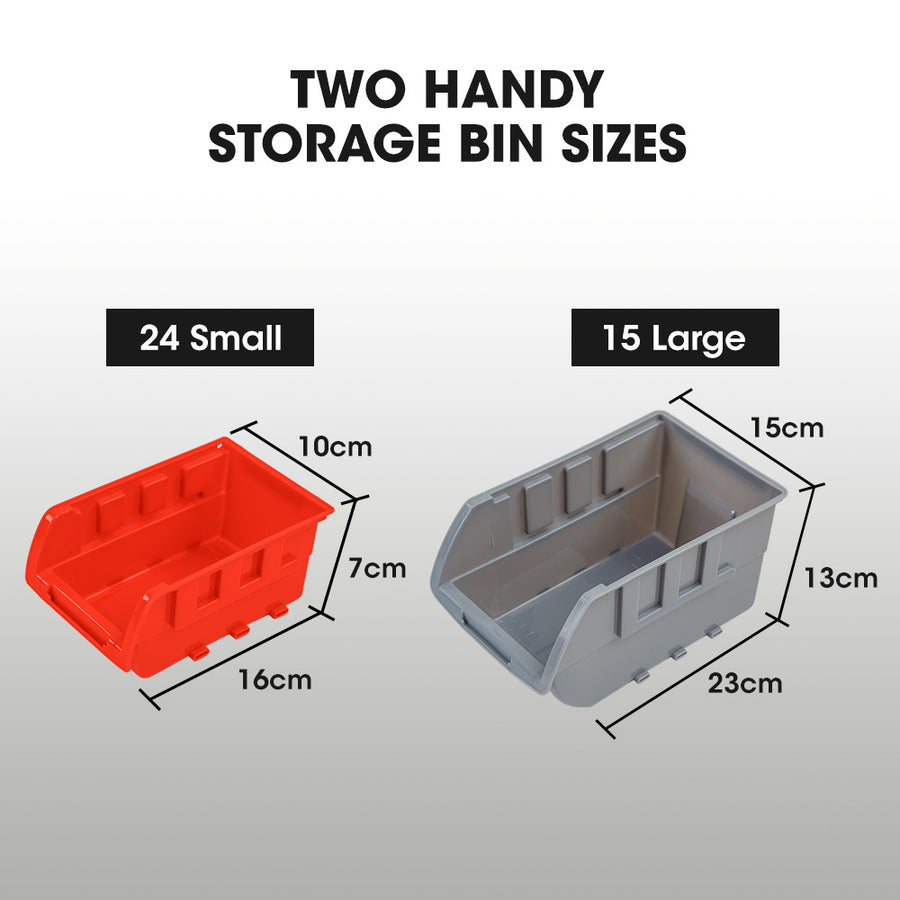 BAUMR-AG 39 Parts Bin Rack Storage System Floor Mount - Red